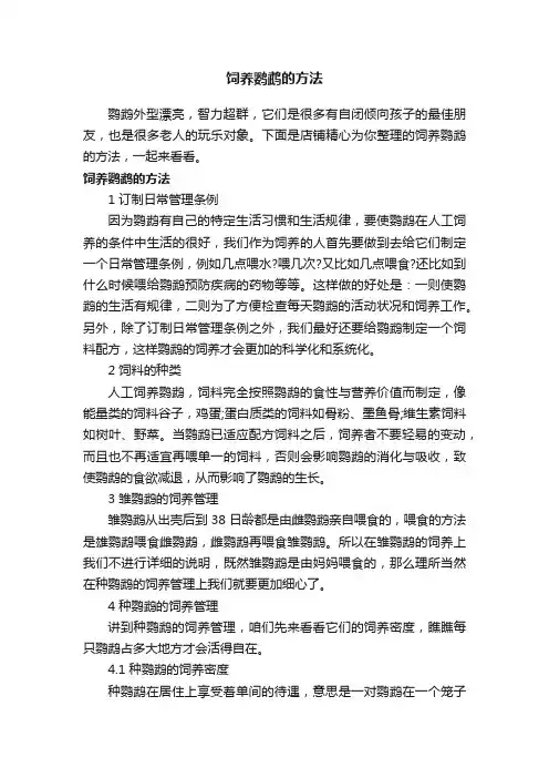 饲养鹦鹉的方法