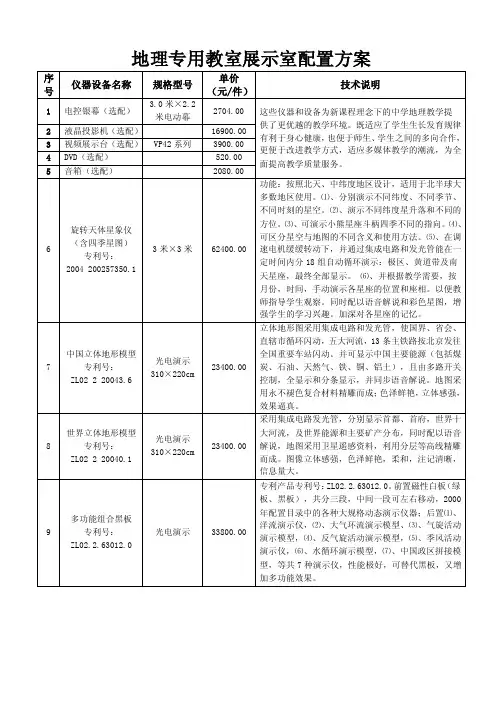地理专用教室展示室配置方案