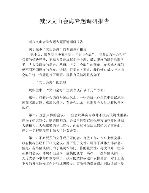 减少文山会海专题调研报告
