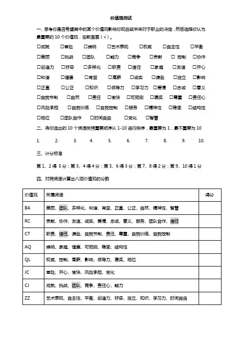 价值观测试