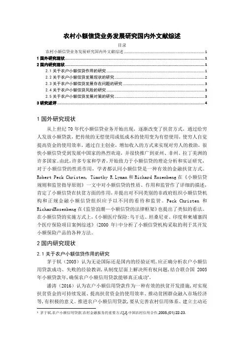 《农村小额信贷业务发展探析国内外文献综述3200字》