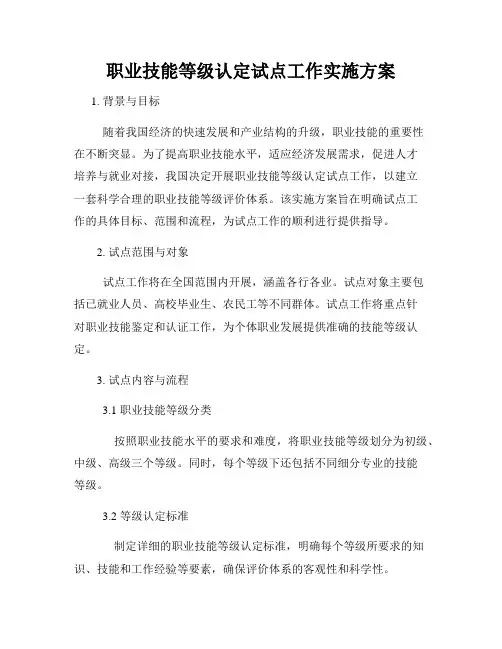 职业技能等级认定试点工作实施方案