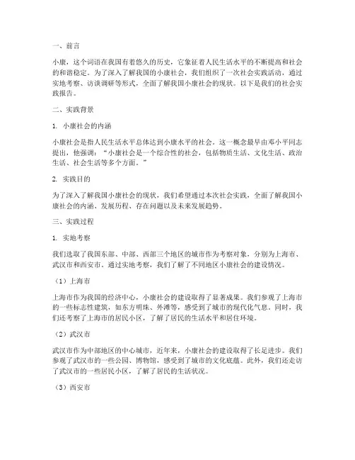 社会实践报告我们的小康