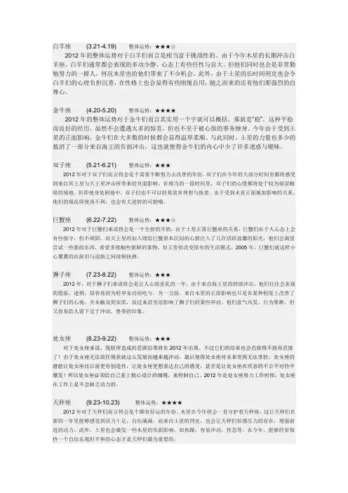 2012星座运程