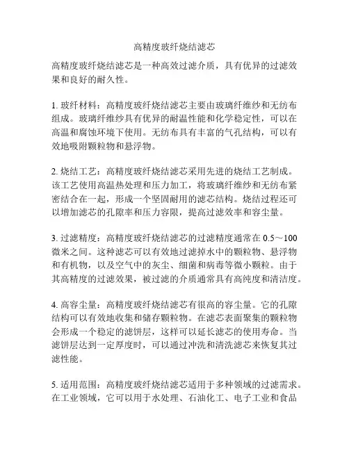 高精度玻纤烧结滤芯