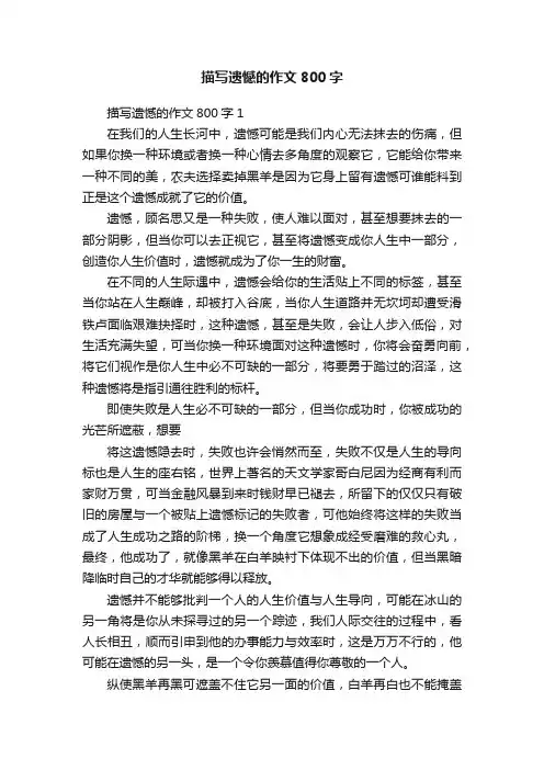 描写遗憾的作文800字