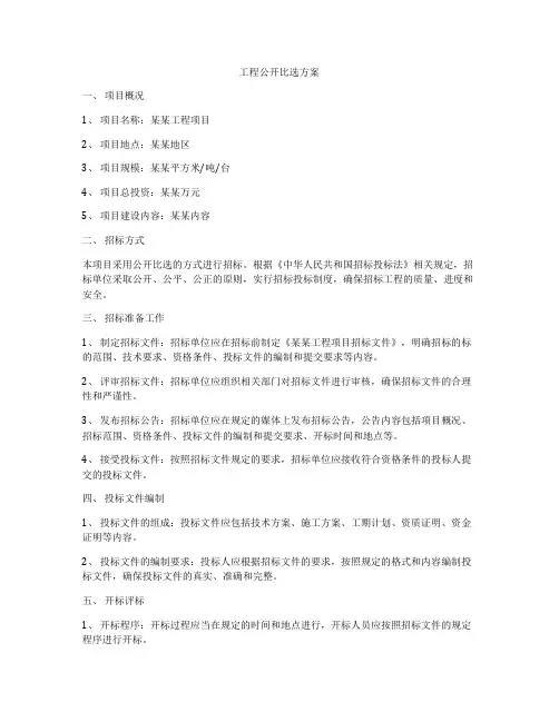 工程公开比选方案