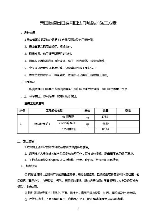 洞口边仰坡防护施工方案