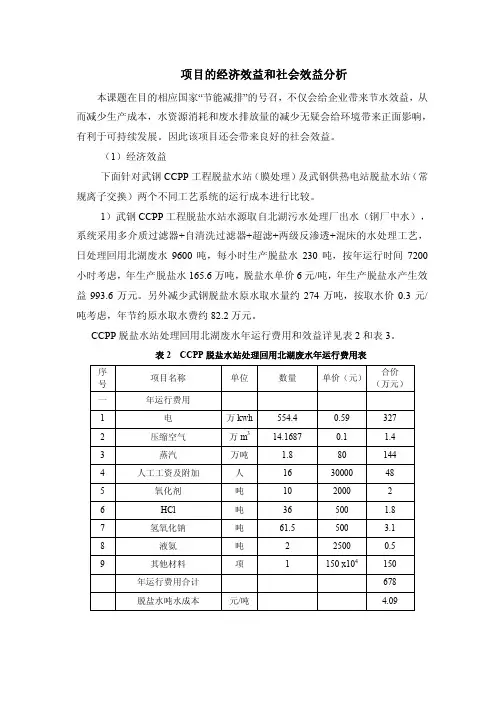 项目的经济效益和社会效益分析