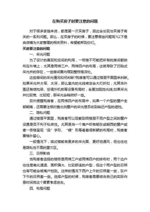 在购买房子时要注意的问题