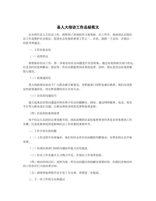 县人大信访工作总结范文