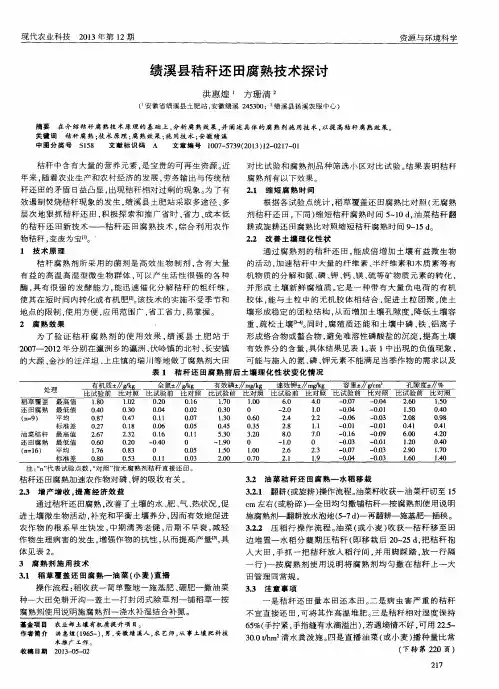 绩溪县秸秆还田腐熟技术探讨