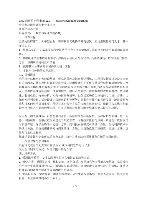 0252应用统计硕士(mas——masterofappliedstatistics)