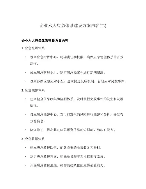 企业六大应急体系建设方案内容(二)