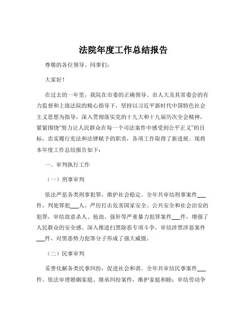 法院年度工作总结报告