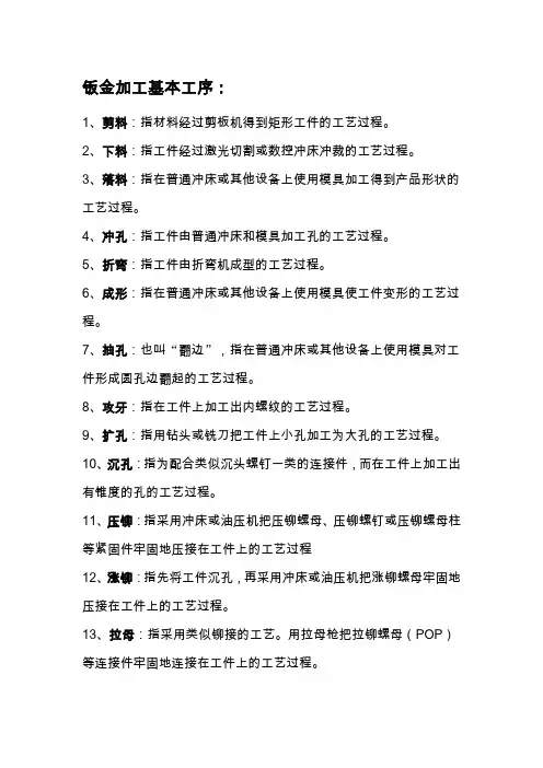 钣金加工基本工序