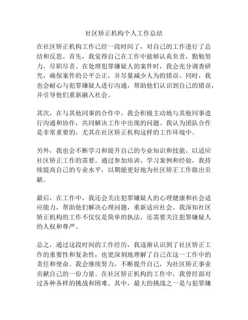 社区矫正机构个人工作总结