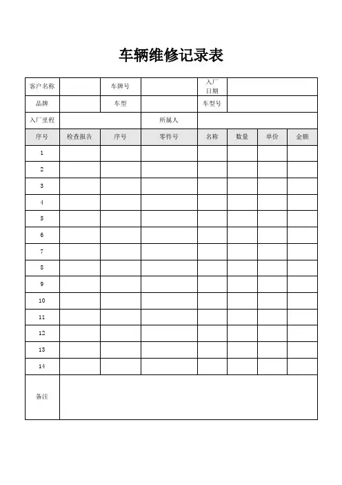 车辆维修记录表(含使用说明)