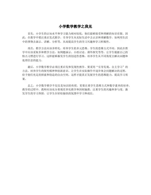 小学数学教学之我见