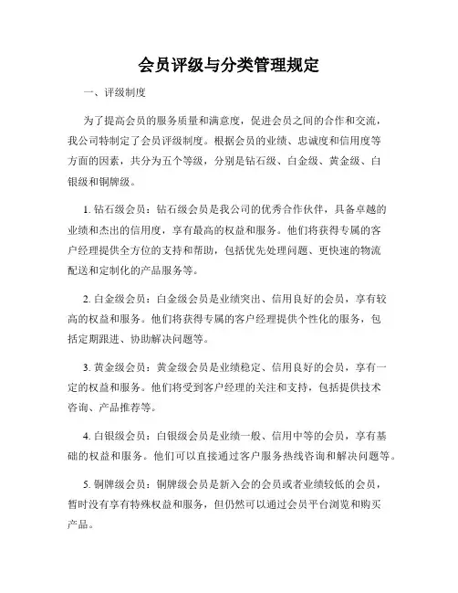 会员评级与分类管理规定
