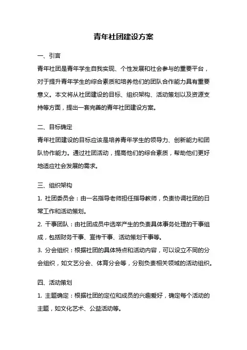 青年社团建设方案