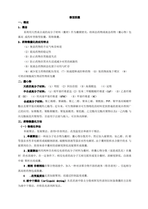 微型胶囊、包合物和固体分散体