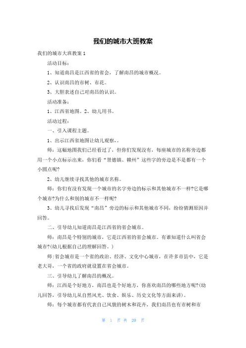 我们的城市大班教案
