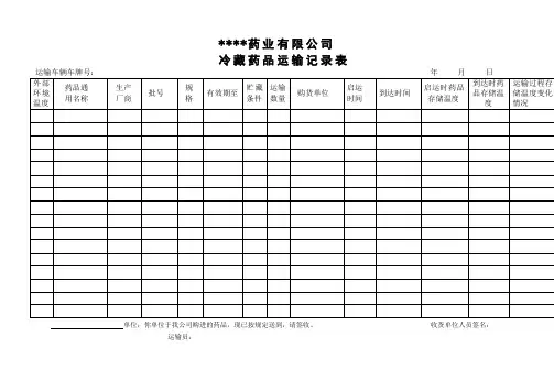 冷藏药品记录表
