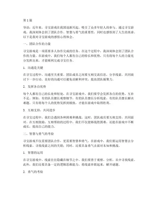 寻宝游戏感悟心得体会(3篇)