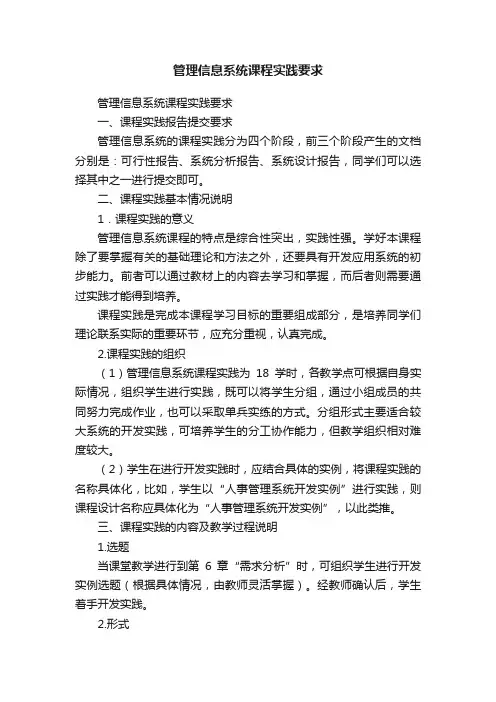 管理信息系统课程实践要求