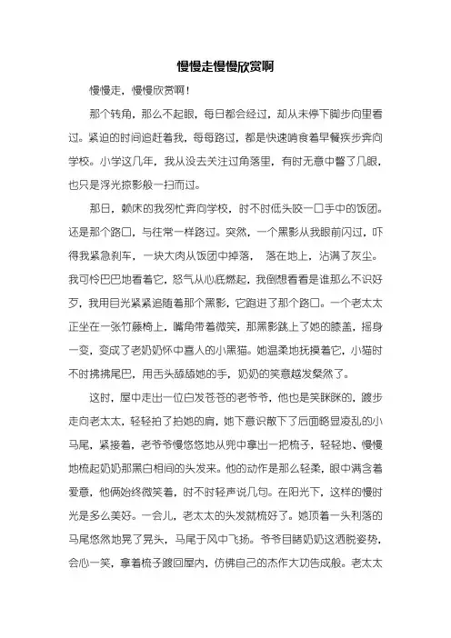 初二作文：慢慢走慢慢欣赏啊作文