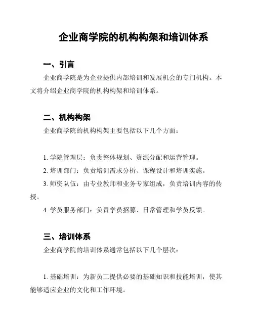 企业商学院的机构构架和培训体系