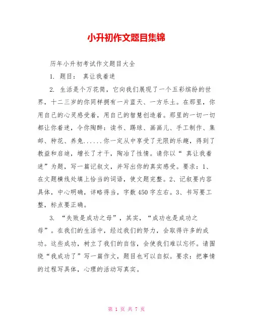 小升初作文题目集锦