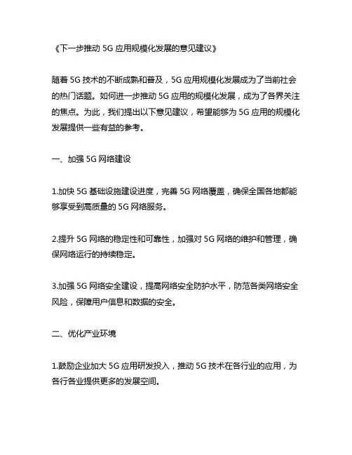 下一步推动 5g 应用规模化发展的意见建议