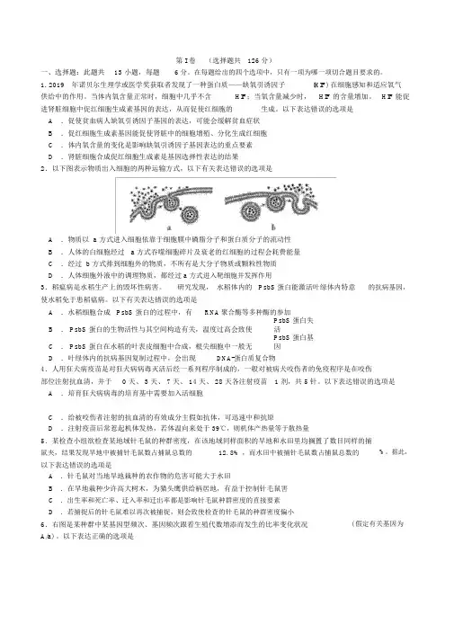 湖北省十堰市2020年高三年级元月调研考试理综试题