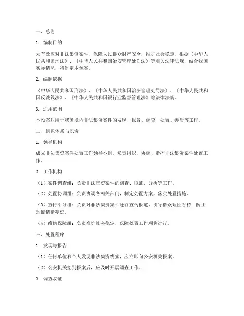 非法集资案件处置预案