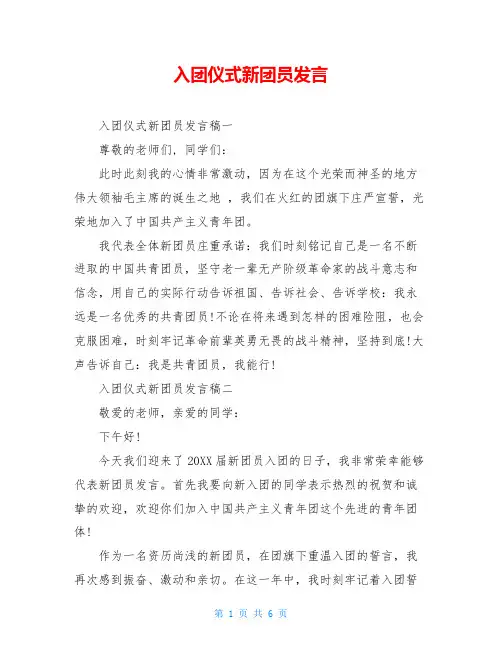 入团仪式新团员发言
