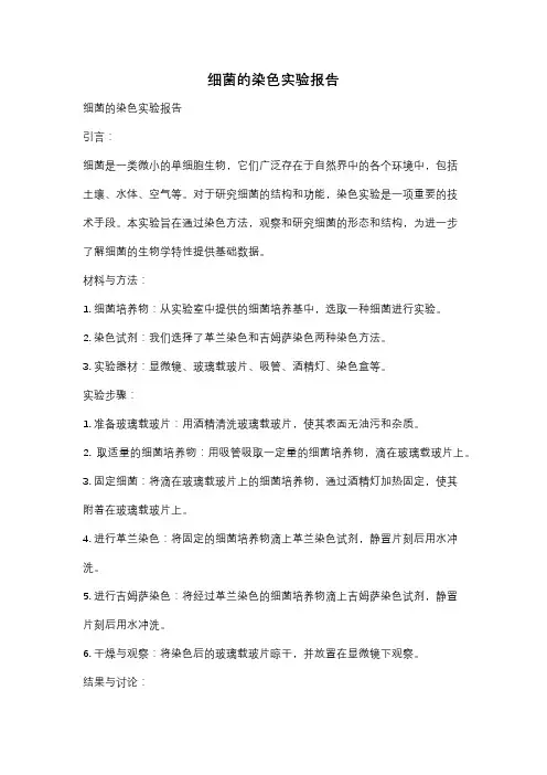 细菌的染色实验报告