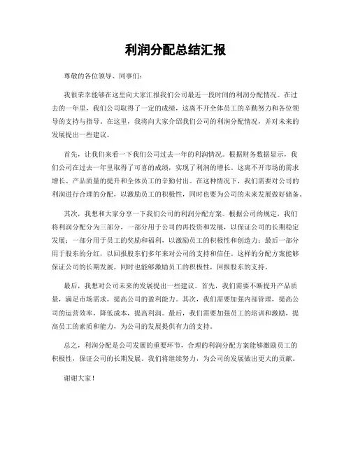 利润分配总结汇报