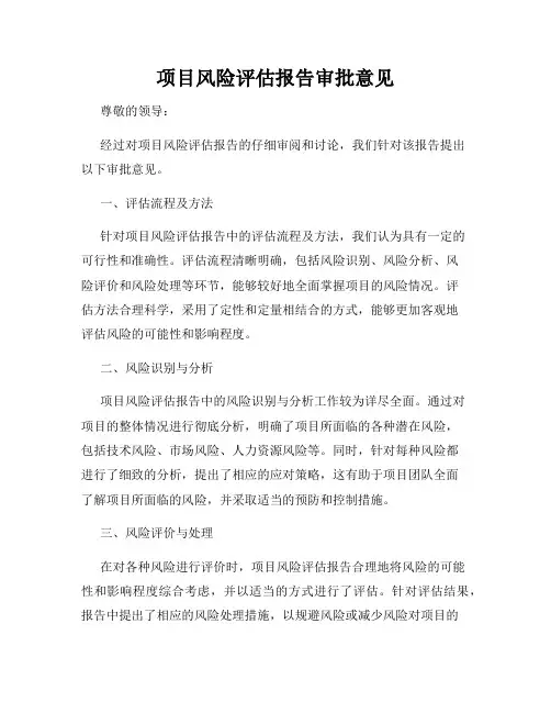 项目风险评估报告审批意见