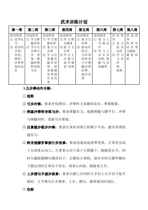 武术训练计划