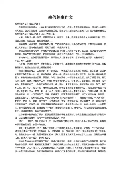 寒假趣事作文（精选27篇）