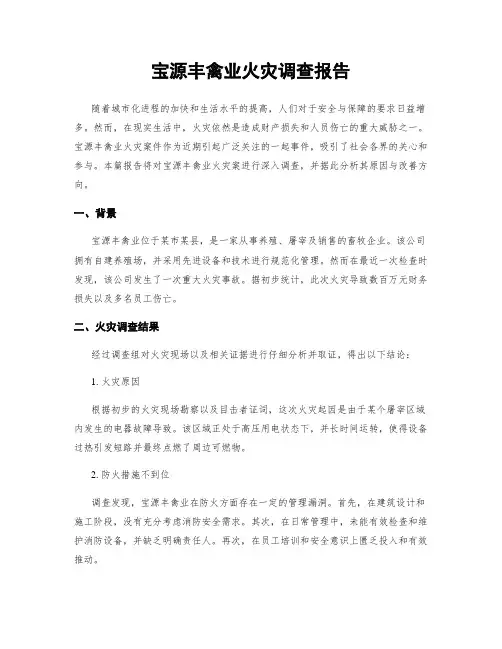 宝源丰禽业火灾调查报告