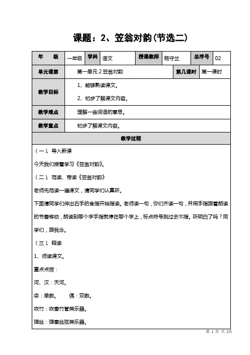 2笠翁对韵(节选二)