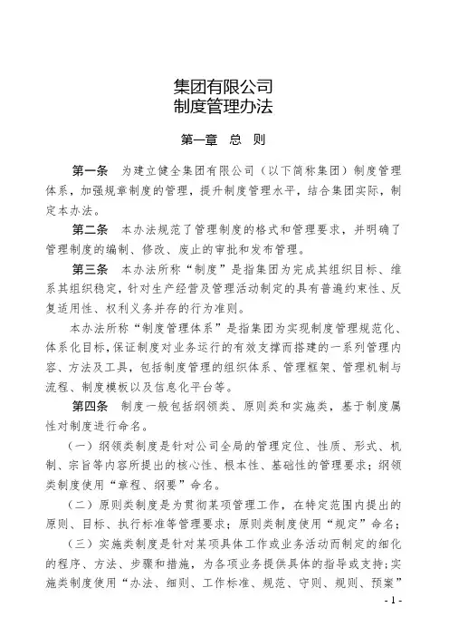 集团有限公司制度管理办法