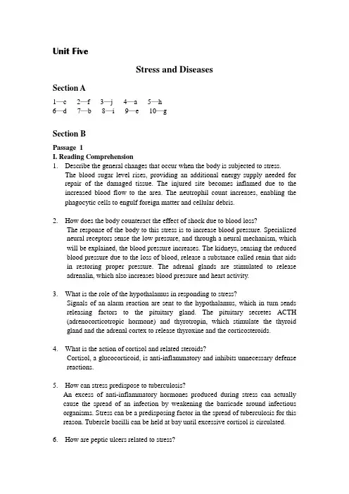 医学英语新教程-习题参考答案Unit 5