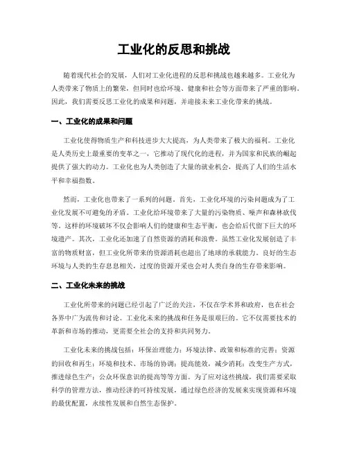 工业化的反思和挑战
