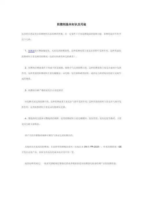 阻燃剂基本知识及用途
