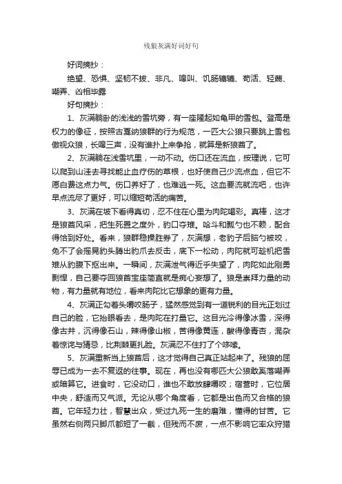 残狼灰满好词好句_好词好句