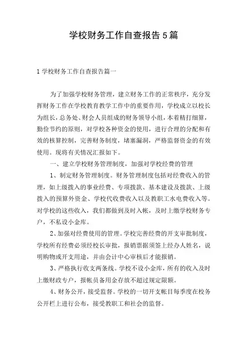 学校财务工作自查报告5篇
